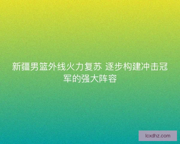 新疆男篮外线火力复苏 逐步构建冲击冠军的强大阵容